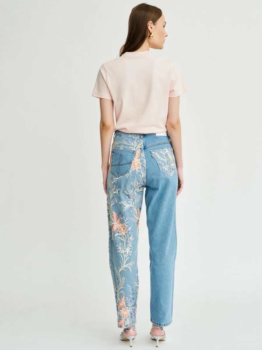 Delia Floral Embroidered Jeans by Fanfare