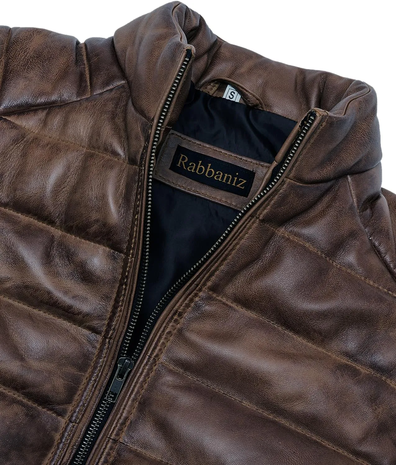 Distressed Quilted Puffer Down Leather Vest Men | Lightweight Distressed Brown vest | Leather Down Puffer Vest