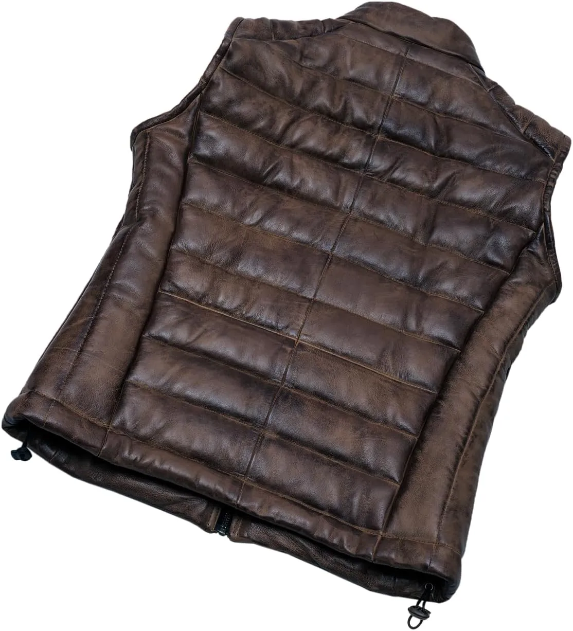 Distressed Quilted Puffer Down Leather Vest Men | Lightweight Distressed Brown vest | Leather Down Puffer Vest