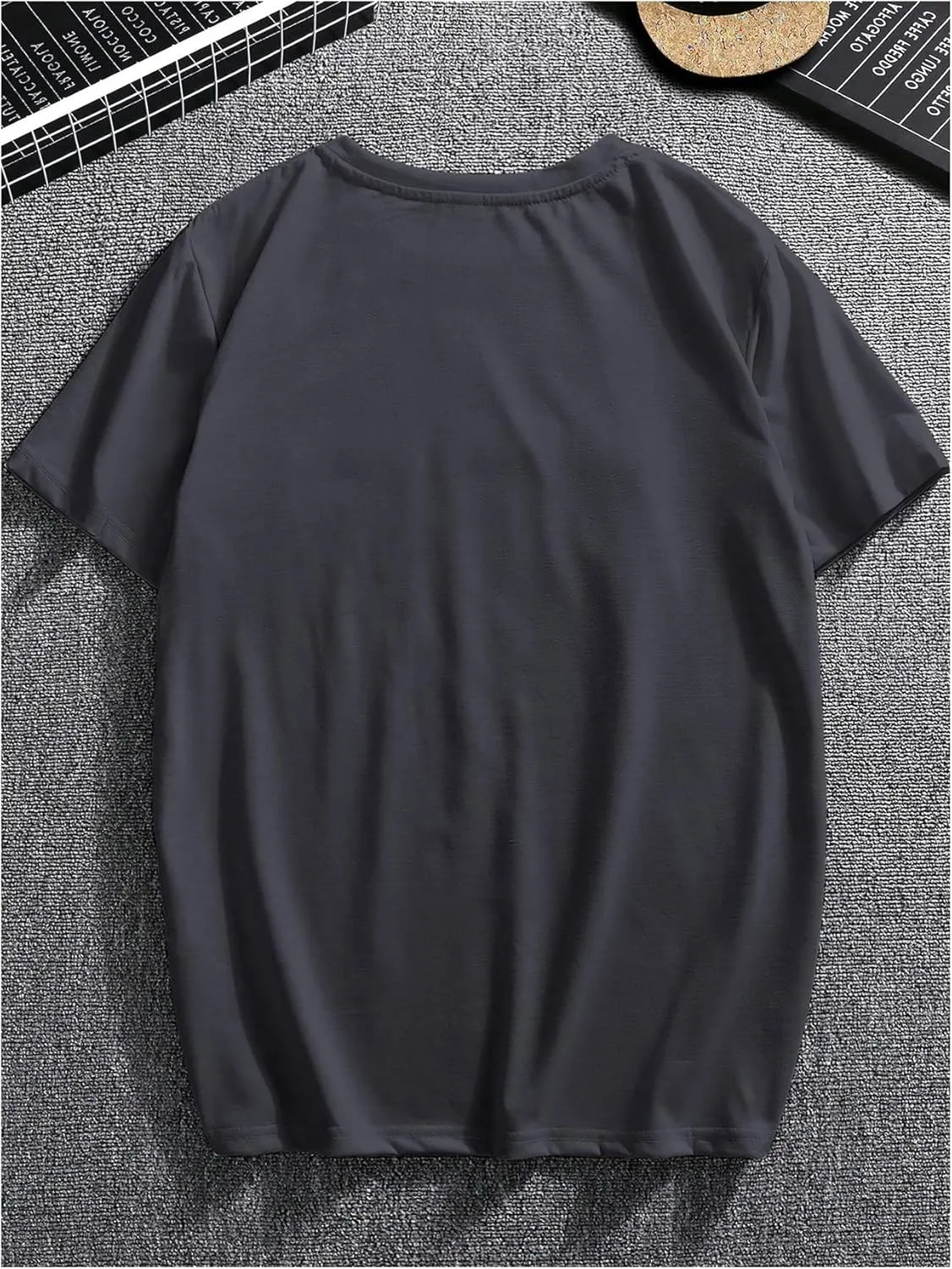 GORGLITTER Men's Oversized T Shirt Letter Graphic Short Sleeve Drop Shoulder Crewneck Tee Tops