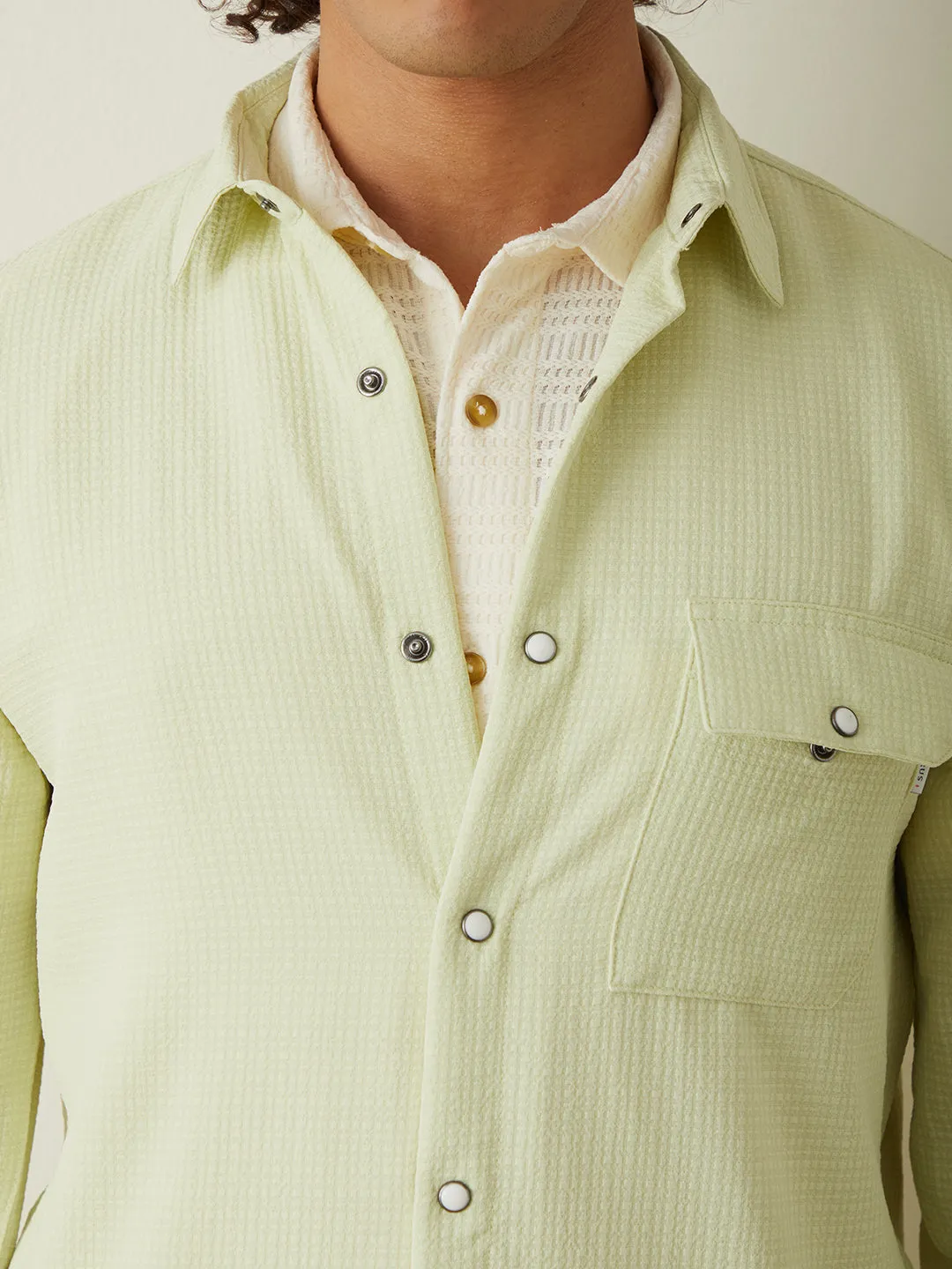 Light Green Plain Casual Shirt