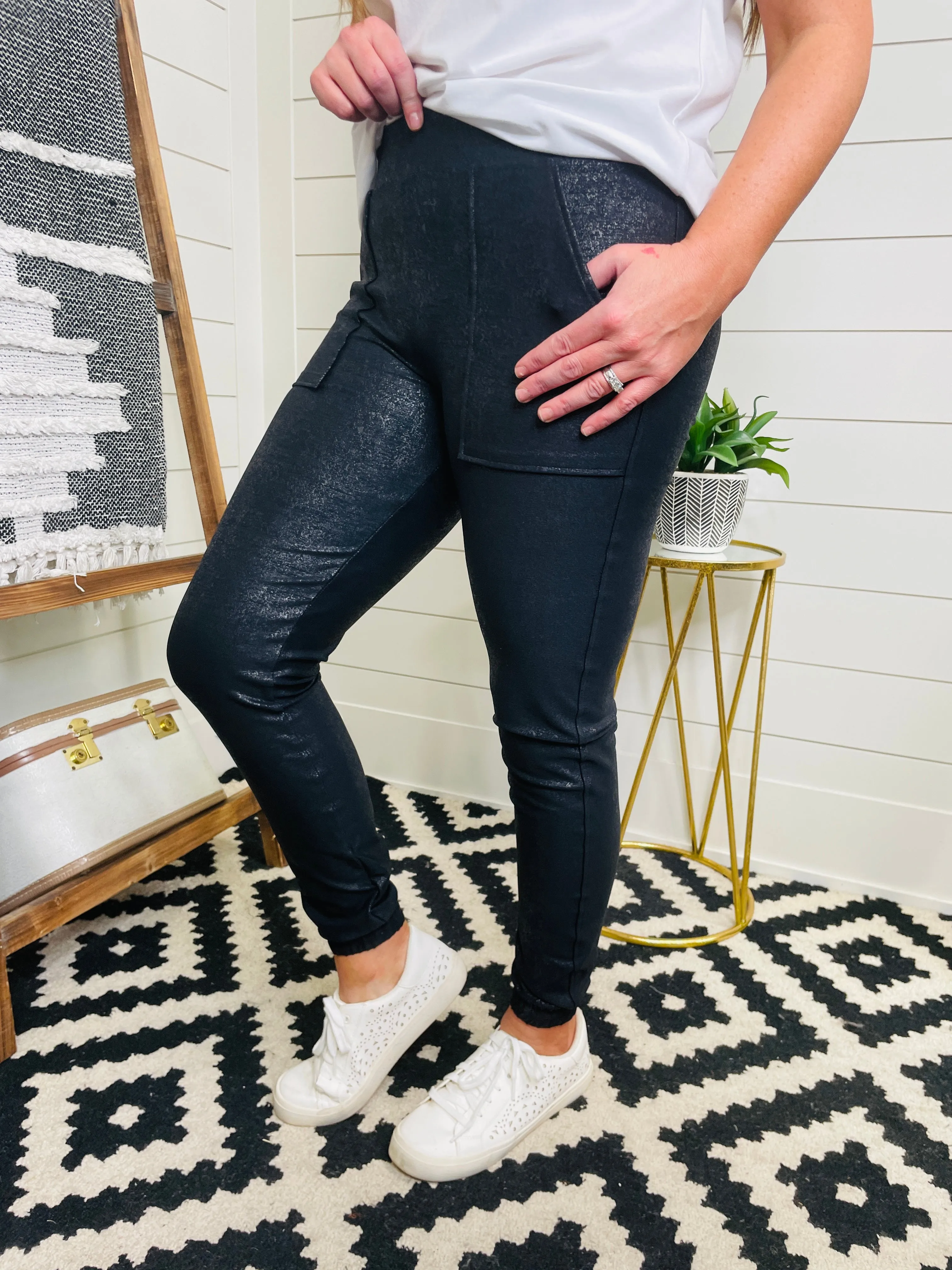 Luxury Faux Leather Pebble Jogger Pant