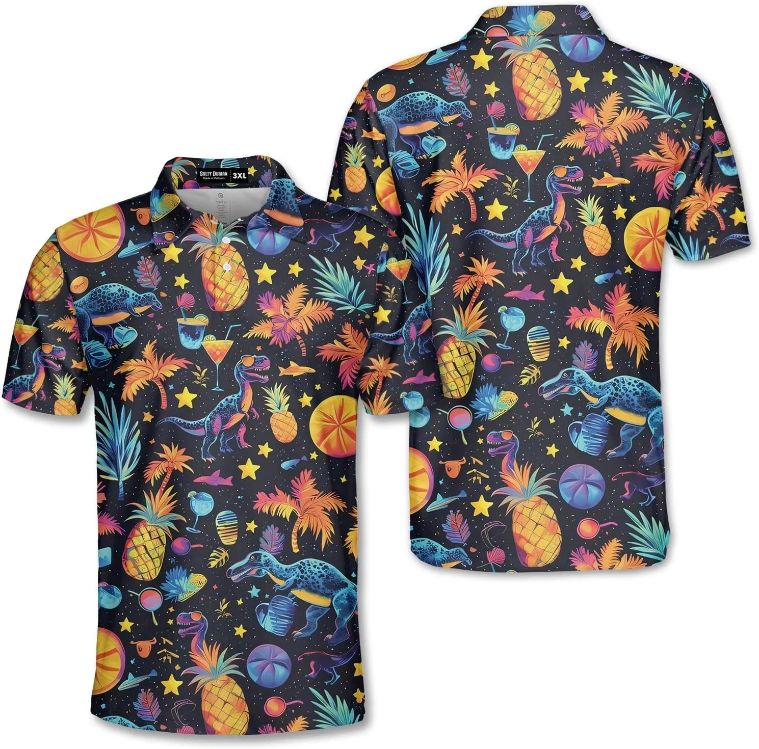 Men's Fat Tuesday Beads Alligator Mardi Gras Pattern Golf Polo Shirt Funny Polo Golf Shirts for Men