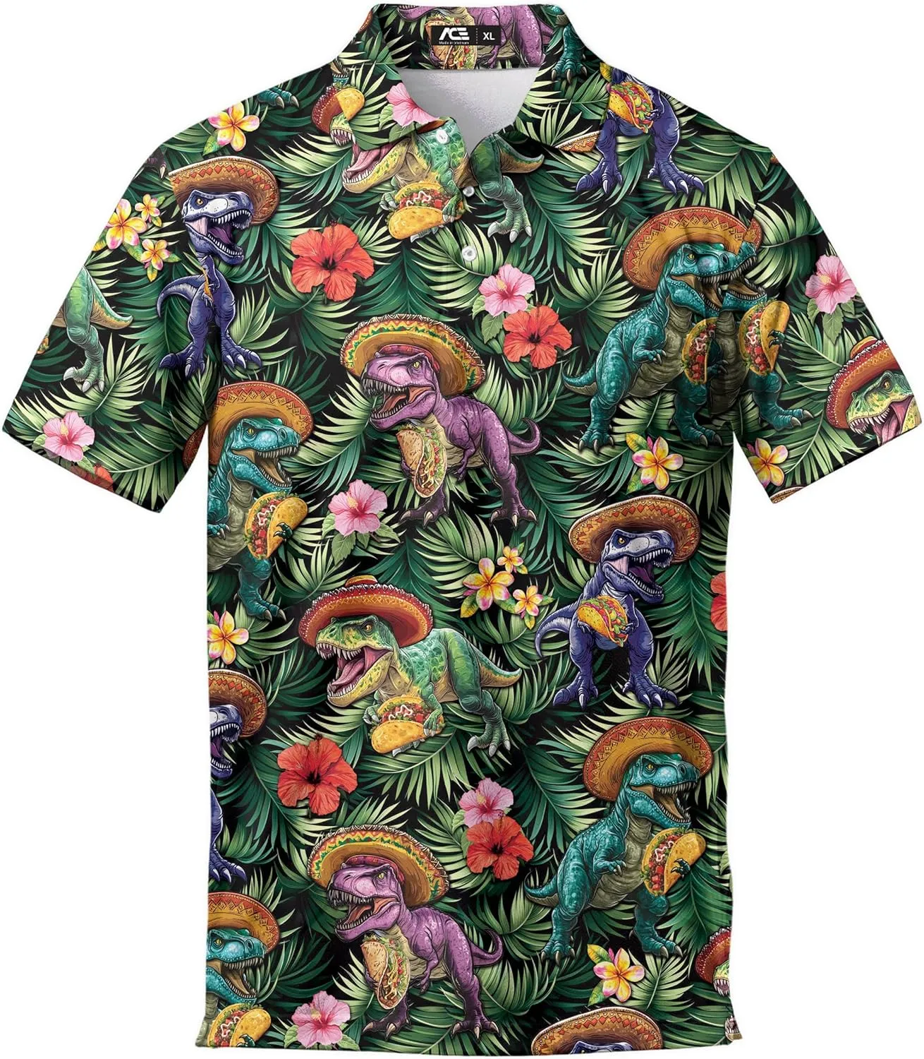 Men's Fat Tuesday Beads Alligator Mardi Gras Pattern Golf Polo Shirt Funny Polo Golf Shirts for Men