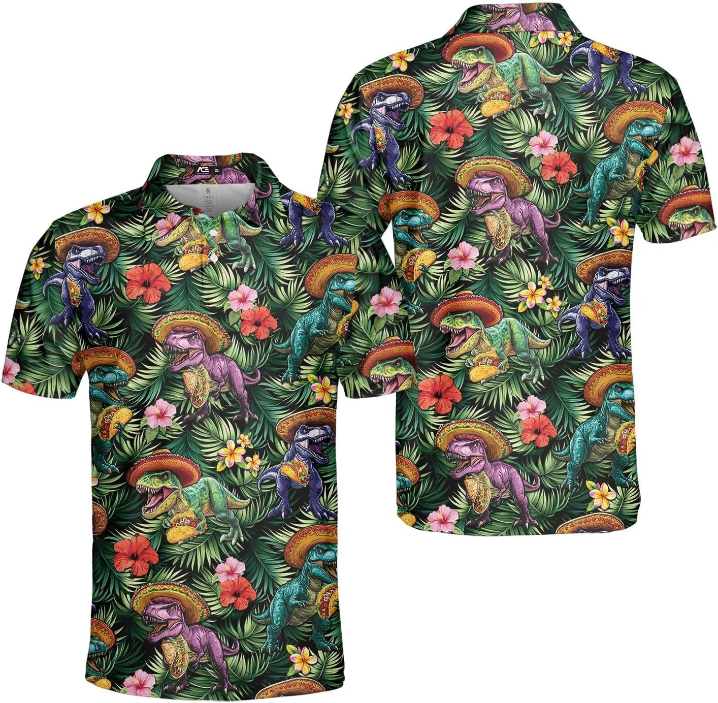 Men's Fat Tuesday Beads Alligator Mardi Gras Pattern Golf Polo Shirt Funny Polo Golf Shirts for Men
