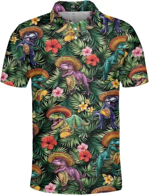 Men's Fat Tuesday Beads Alligator Mardi Gras Pattern Golf Polo Shirt Funny Polo Golf Shirts for Men