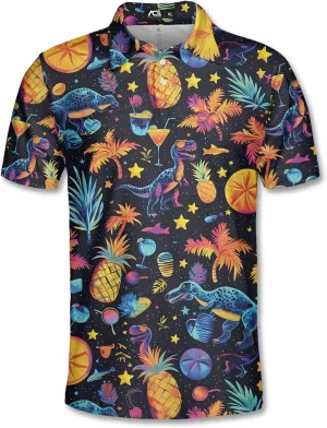 Men's Fat Tuesday Beads Alligator Mardi Gras Pattern Golf Polo Shirt Funny Polo Golf Shirts for Men