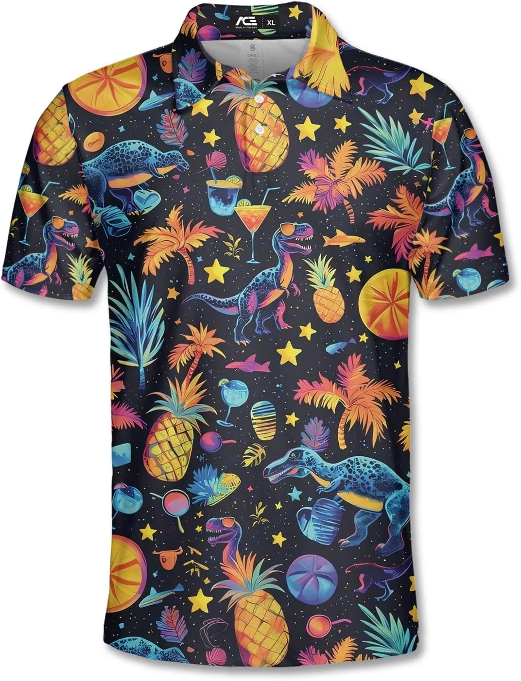 Men's Fat Tuesday Beads Alligator Mardi Gras Pattern Golf Polo Shirt Funny Polo Golf Shirts for Men