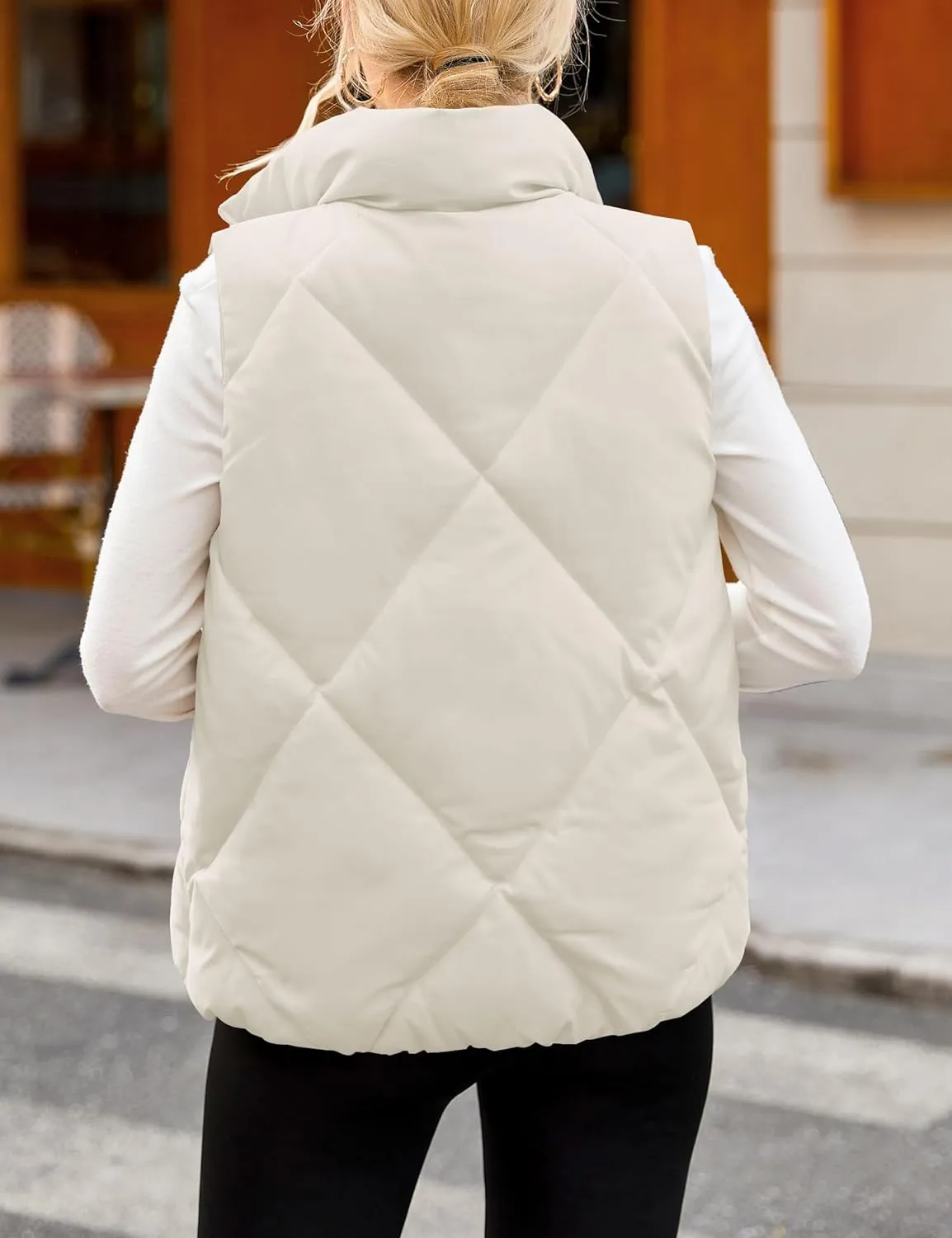 MEROKEETY Womens 2025 Puffer Vest Sleeveless Zip Up Quilted Coat Stand Collar Gilet Jacket With Pockets