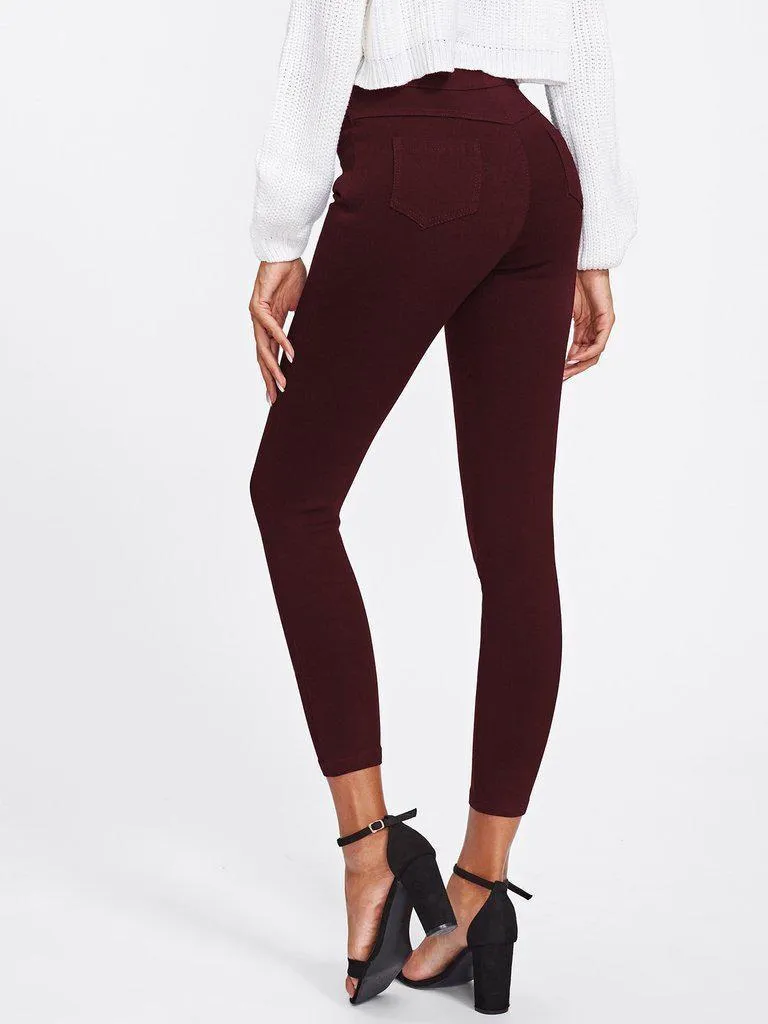 Ruched Waist Skinny Pants