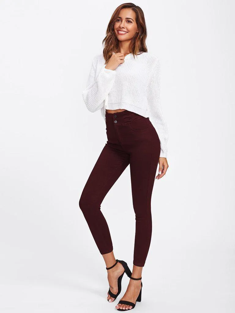 Ruched Waist Skinny Pants