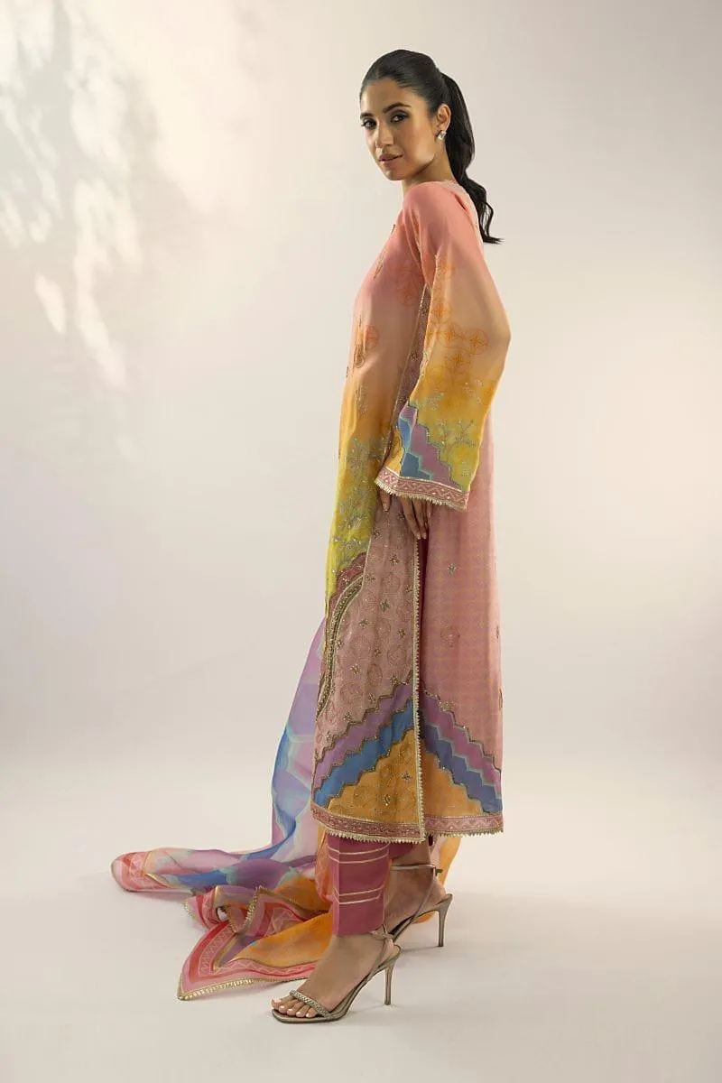 Sania Maskatiya - Seraphina (B) - KHADDI SILK - Peach Pink - 3 Piece