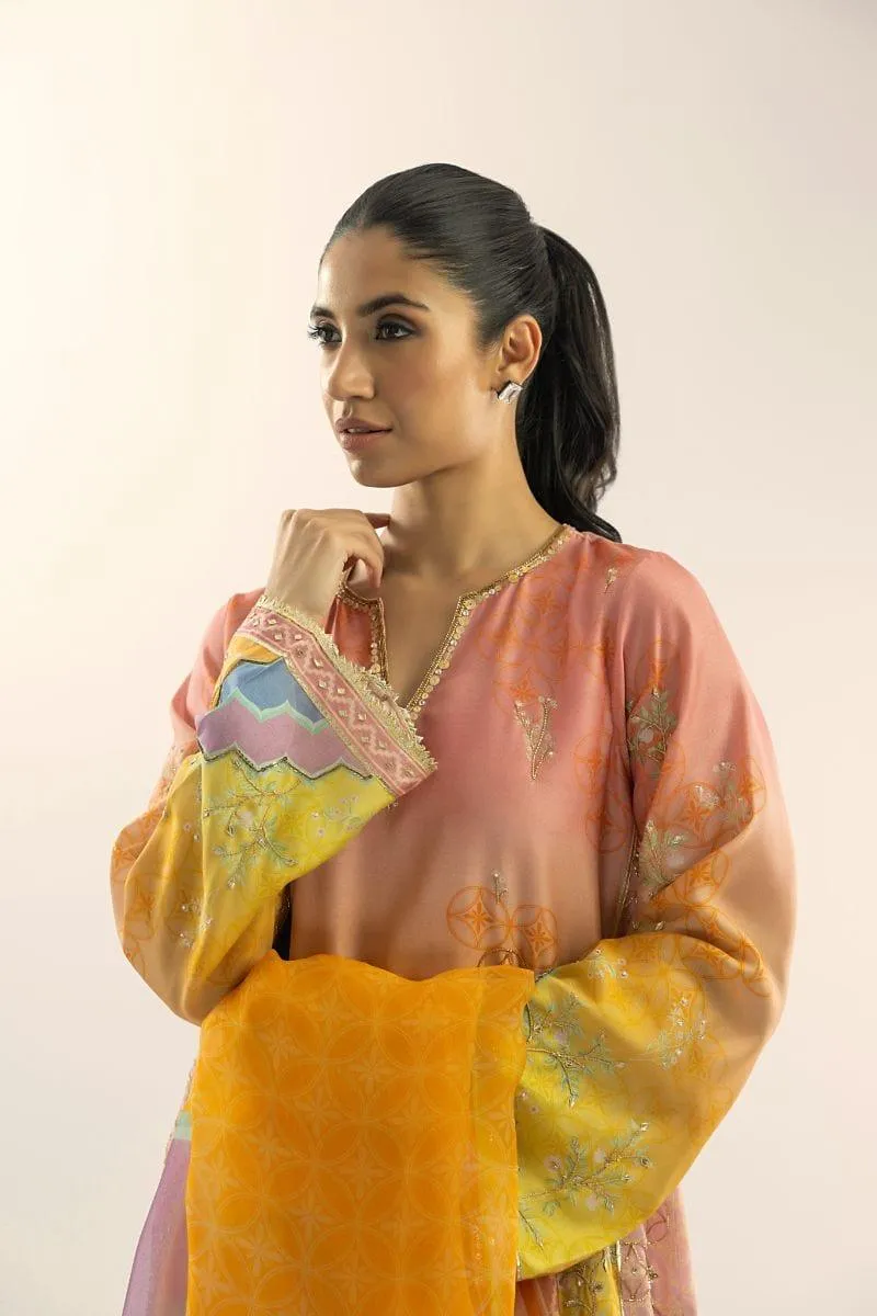Sania Maskatiya - Seraphina (B) - KHADDI SILK - Peach Pink - 3 Piece