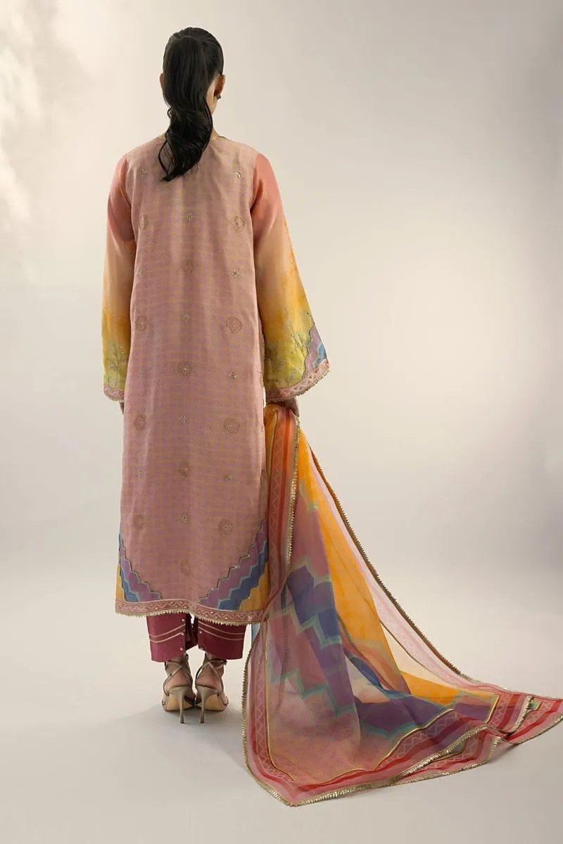 Sania Maskatiya - Seraphina (B) - KHADDI SILK - Peach Pink - 3 Piece