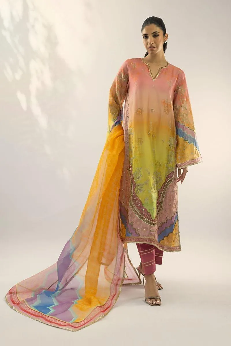 Sania Maskatiya - Seraphina (B) - KHADDI SILK - Peach Pink - 3 Piece