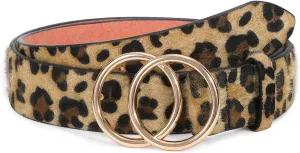 SUOSDEY Women Leather Belt Fashion Double O-Ring Soft Faux Leather Waist Belts For Jeans Dress