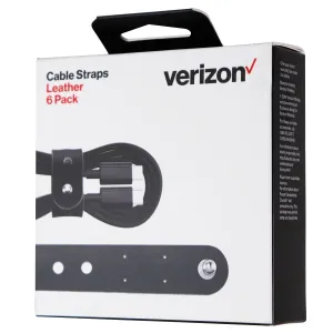 Verizon (6-Pack) of Leather Cable Straps for Cable Management - Black Leather