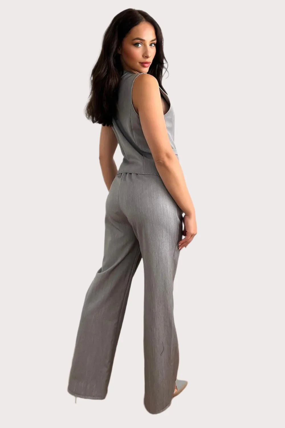 Waistcoat And High Waist Trousers Suit Set