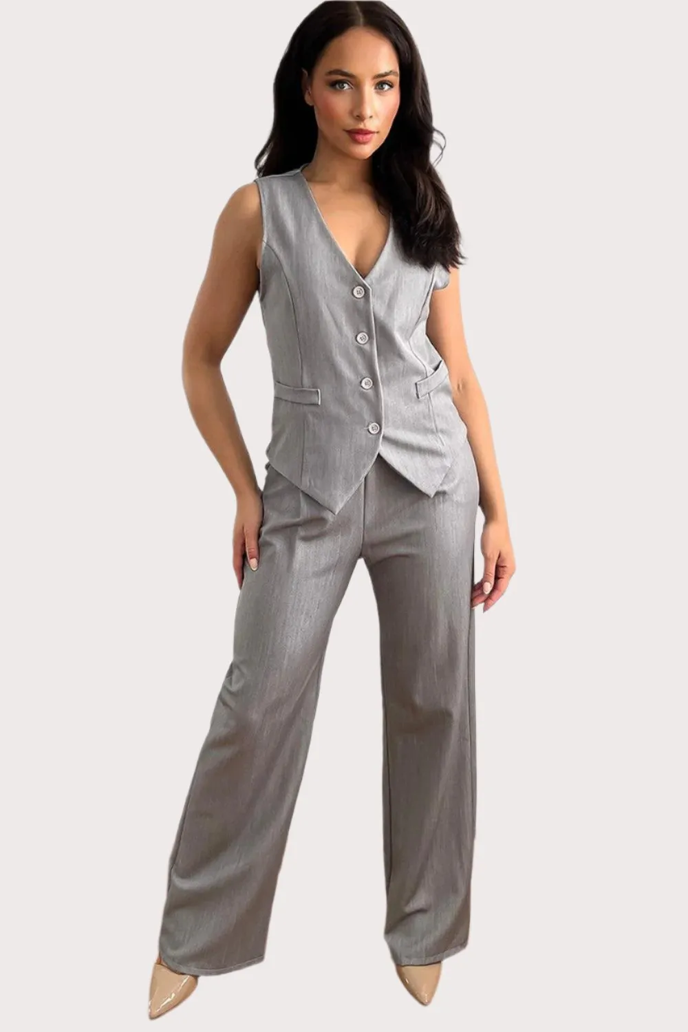 Waistcoat And High Waist Trousers Suit Set