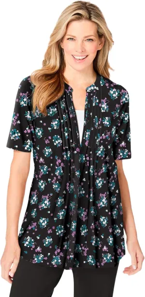 Woman Within Plus Size 7-Day Layer-Look Elbow-Sleeve Tee