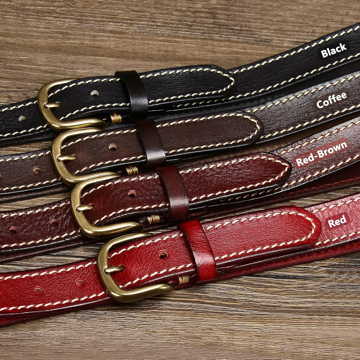 Womens Belts for Jeans 1.1" Width Ladies Belts for Dresses Full Grain Leather Gold Buckle Belt Gift Box