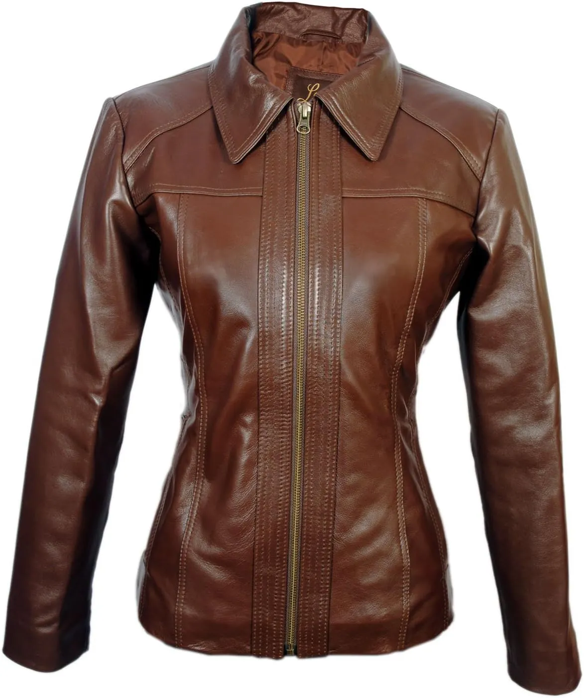 Women's Lambskin Leather Short Peacoat Jacket