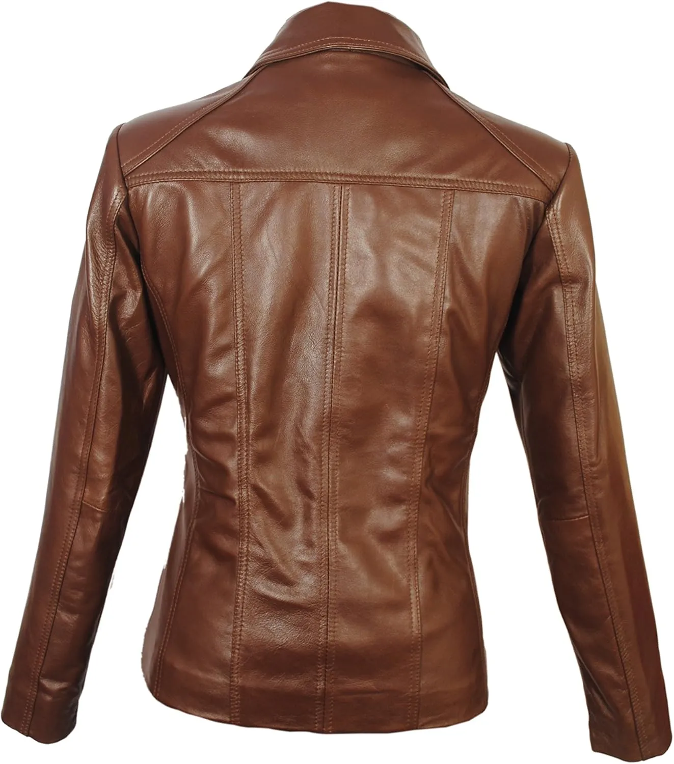 Women's Lambskin Leather Short Peacoat Jacket